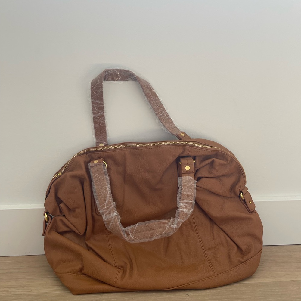 Amrita Singh Brown Tote Bag with Gold Accents